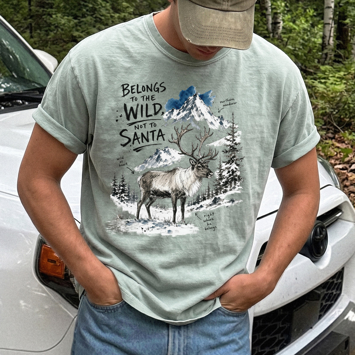 Belongs to the Wild, Not to Santa Comfort Colors Shirt – Caribou Christmas Tee