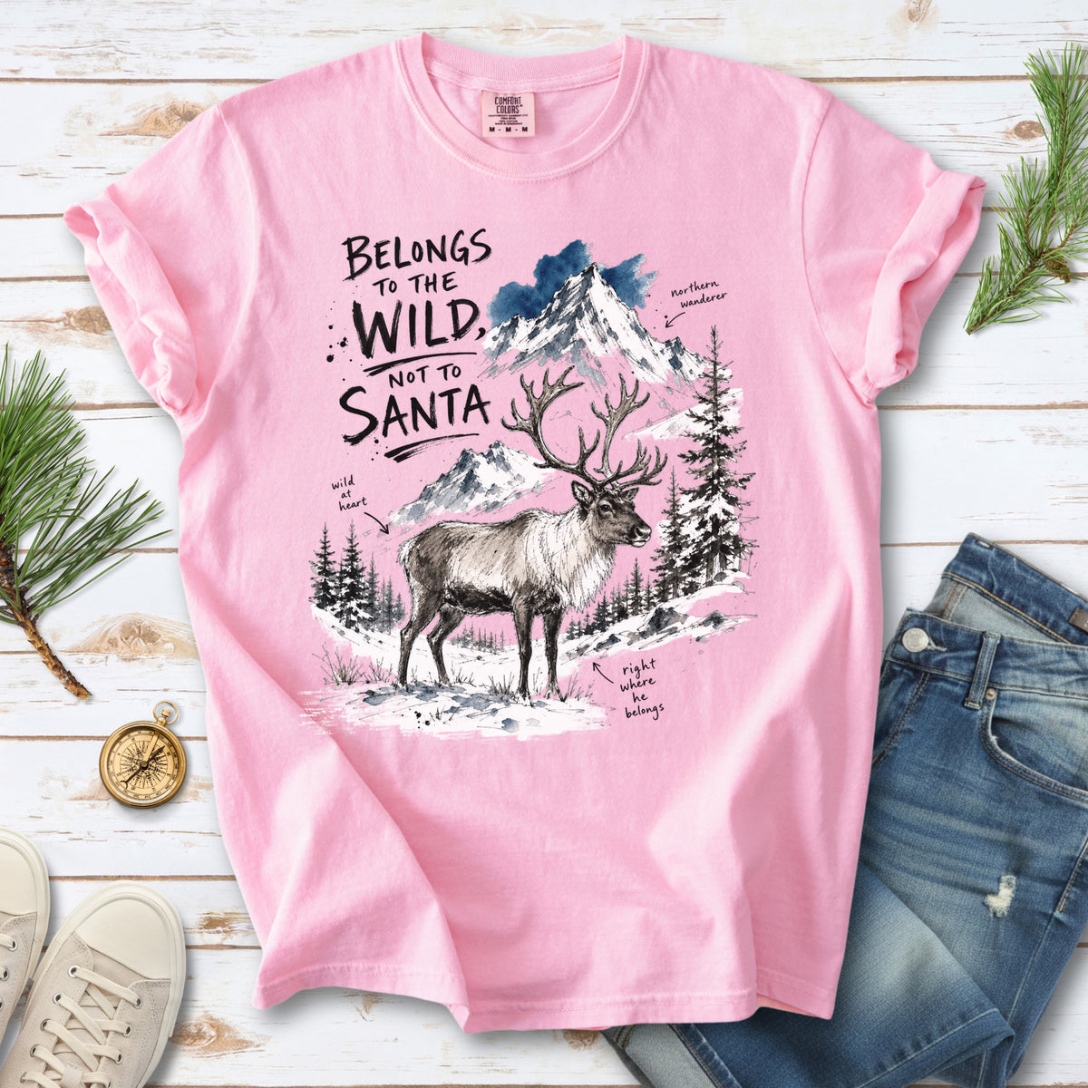 Belongs to the Wild, Not to Santa Comfort Colors Shirt – Caribou Christmas Tee