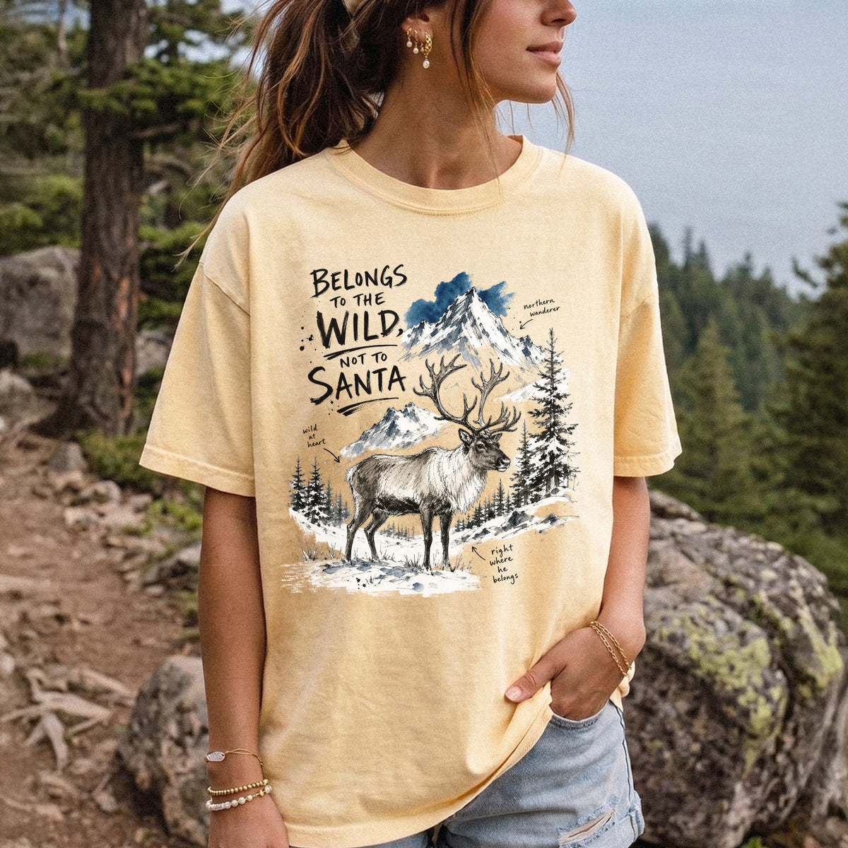 Belongs to the Wild, Not to Santa Comfort Colors Shirt – Caribou Christmas Tee