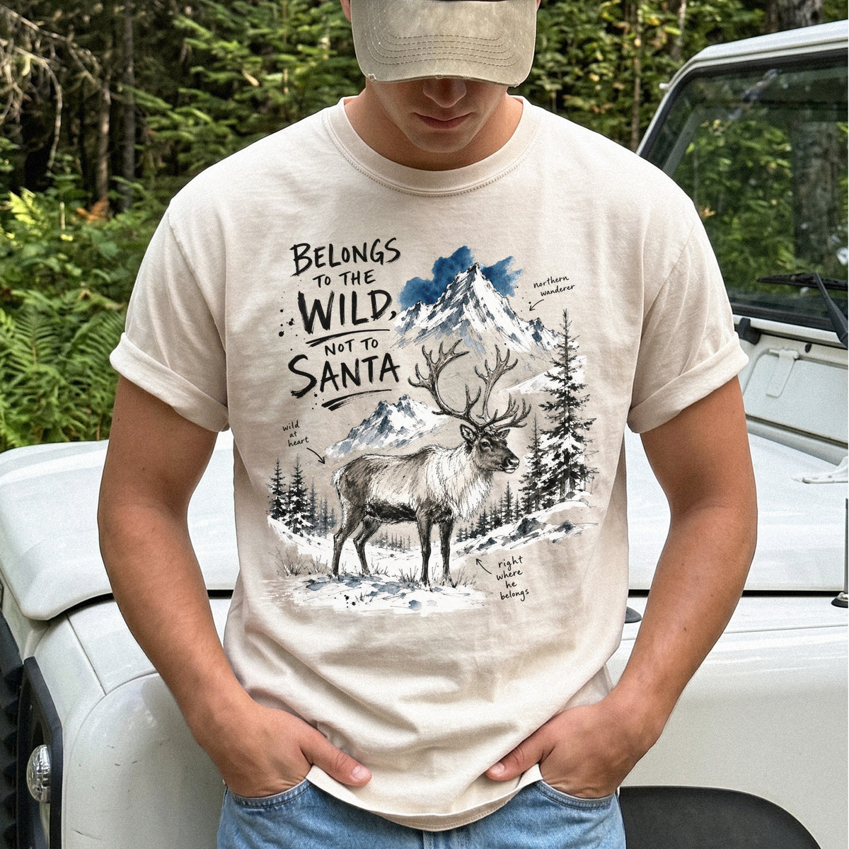 Belongs to the Wild, Not to Santa Comfort Colors Shirt – Caribou Christmas Tee
