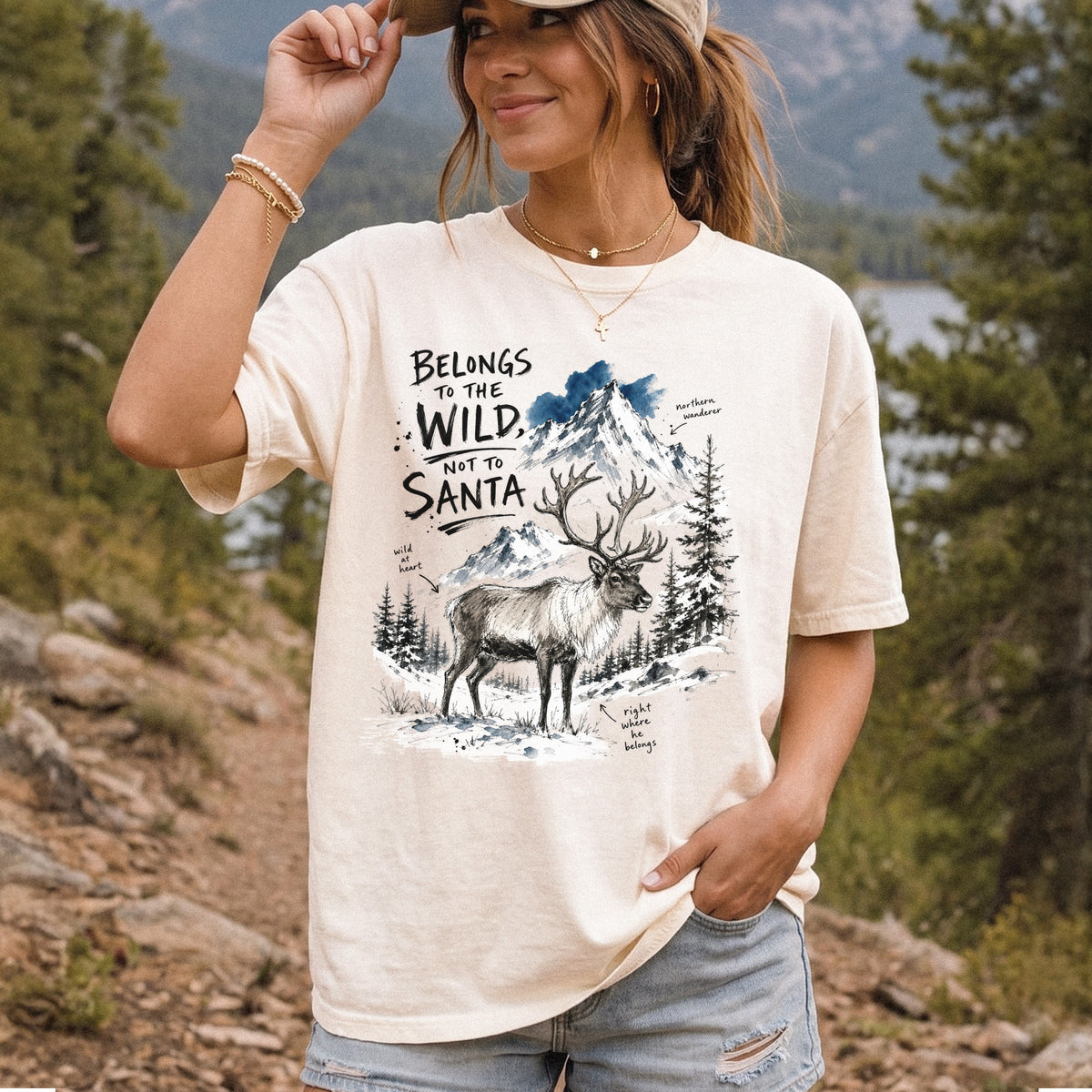 Belongs to the Wild, Not to Santa Comfort Colors Shirt – Caribou Christmas Tee