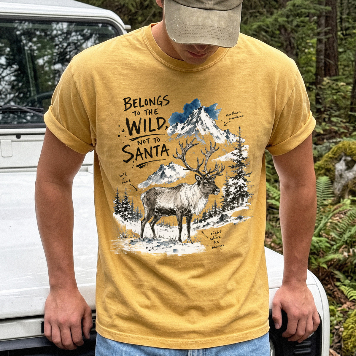 Belongs to the Wild, Not to Santa Comfort Colors Shirt – Caribou Christmas Tee
