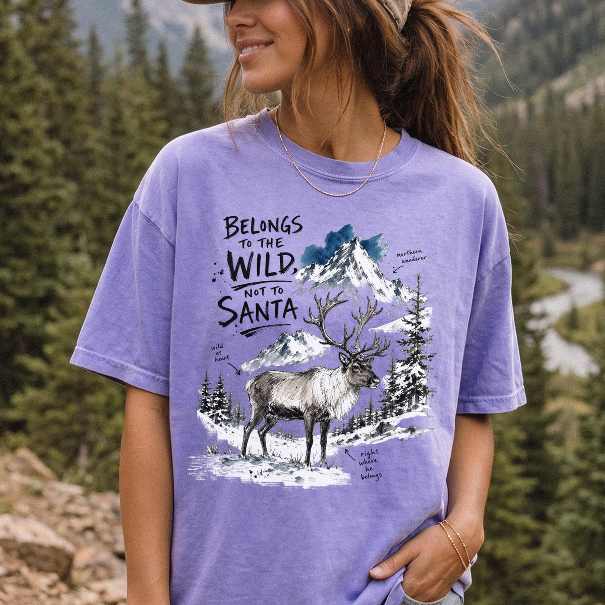 Belongs to the Wild, Not to Santa Comfort Colors Shirt – Caribou Christmas Tee