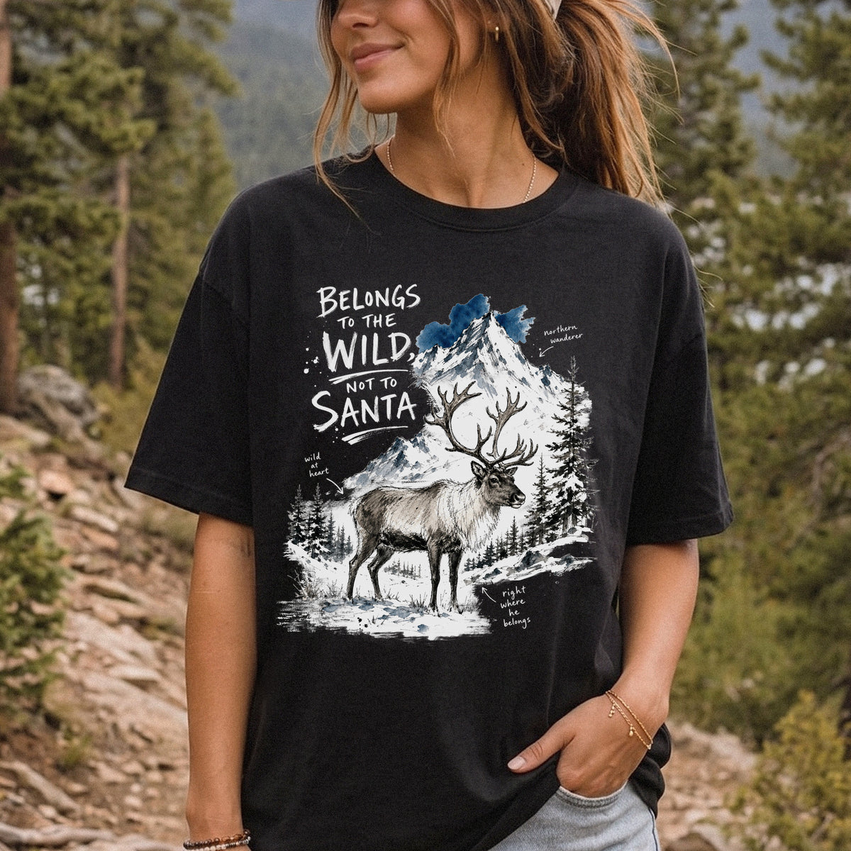 Belongs to the Wild, Not to Santa Comfort Colors Shirt – Caribou Christmas Tee