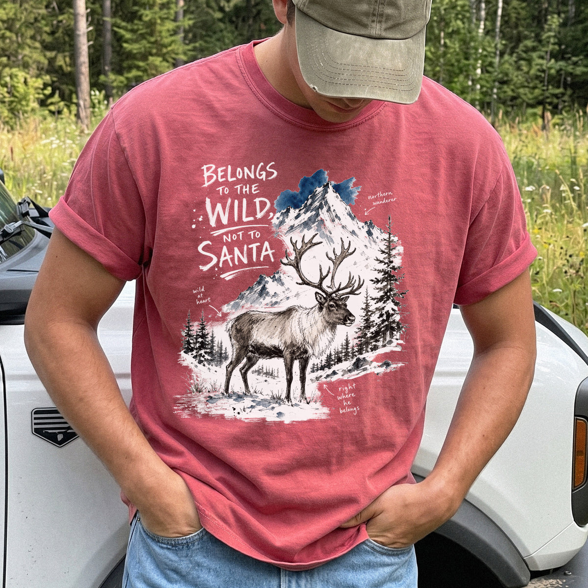 Belongs to the Wild, Not to Santa Comfort Colors Shirt – Caribou Christmas Tee