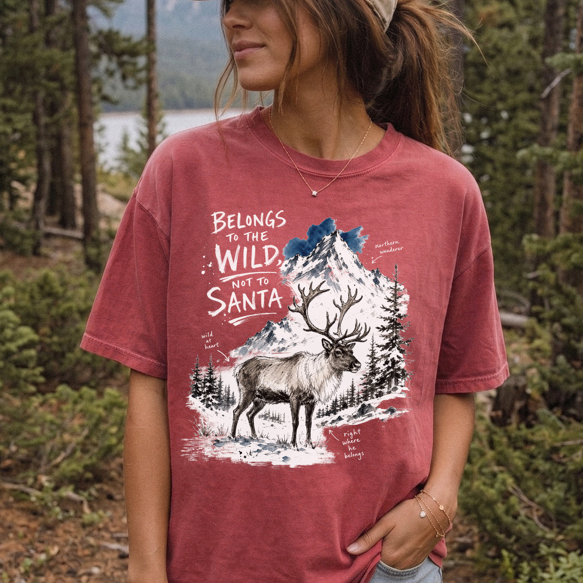 Belongs to the Wild, Not to Santa Comfort Colors Shirt – Caribou Christmas Tee