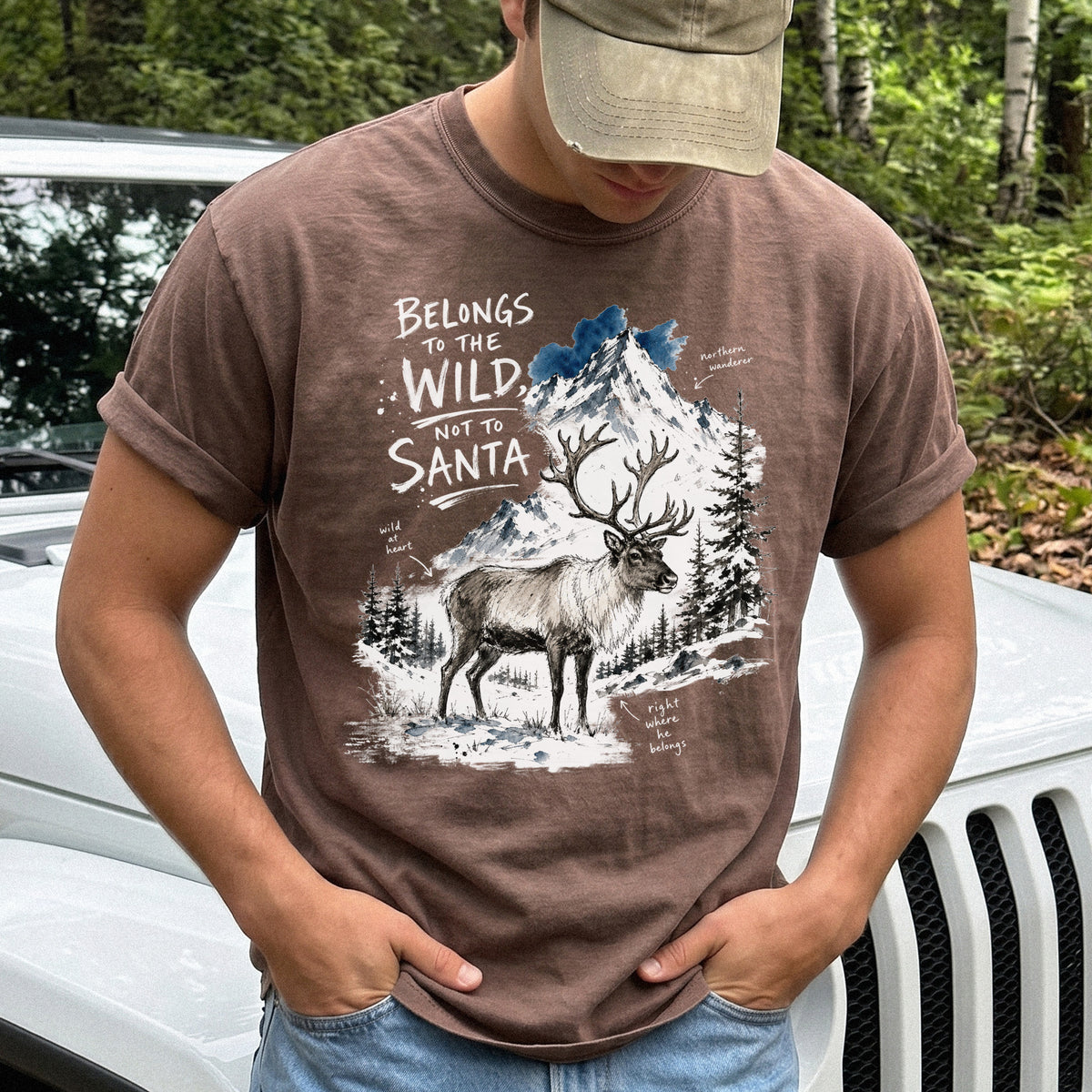 Belongs to the Wild, Not to Santa Comfort Colors Shirt – Caribou Christmas Tee