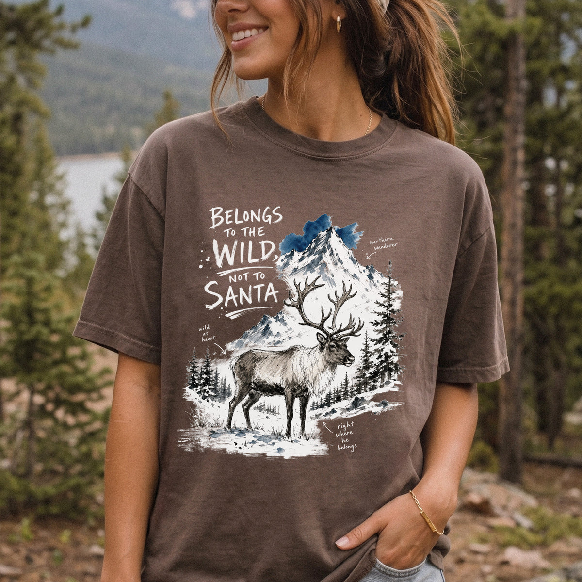 Belongs to the Wild, Not to Santa Comfort Colors Shirt – Caribou Christmas Tee