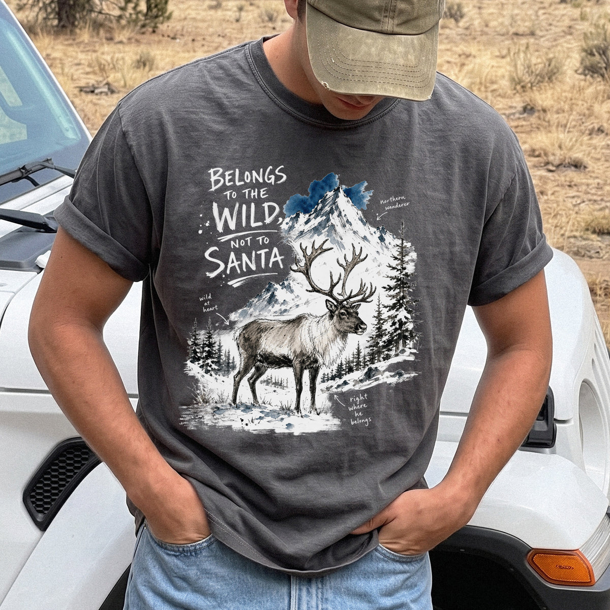 Belongs to the Wild, Not to Santa Comfort Colors Shirt – Caribou Christmas Tee