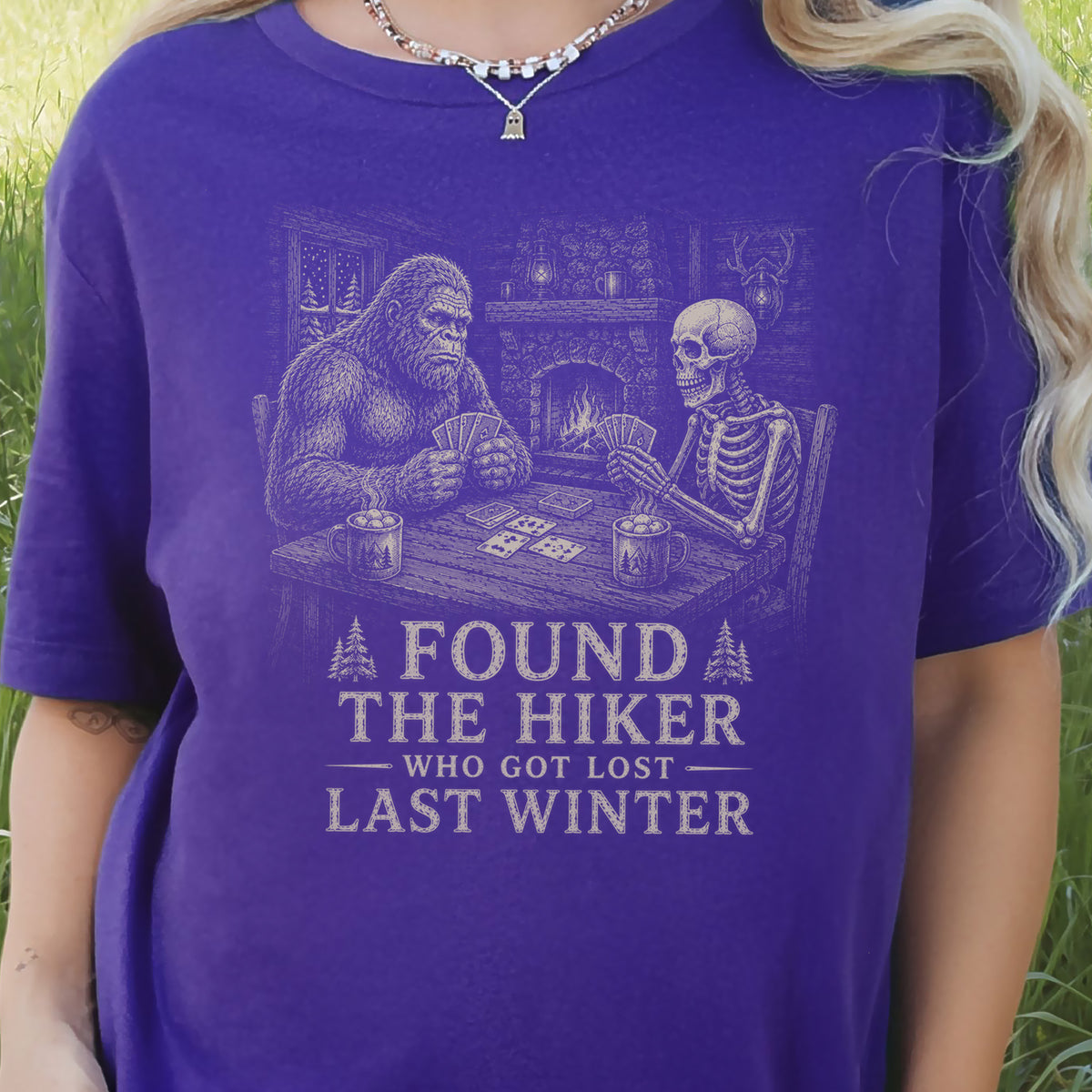 Found the Hiker Who Got Lost Last Winter T-Shirt – Bigfoot Skeleton Hiking Tee