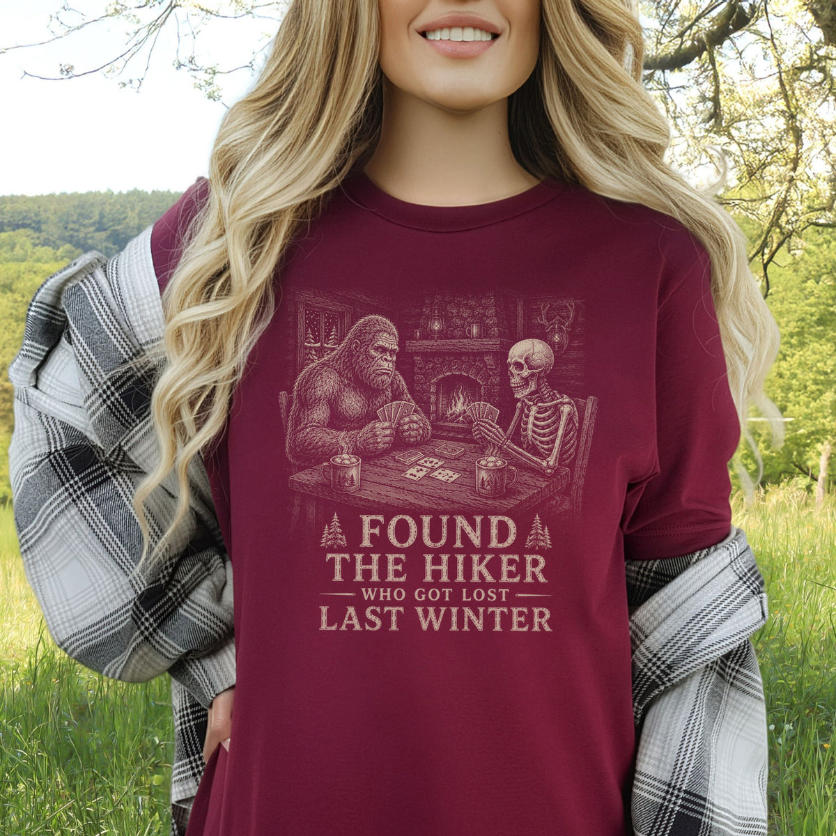 Found the Hiker Who Got Lost Last Winter T-Shirt – Bigfoot Skeleton Hiking Tee