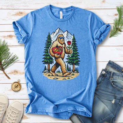 Bigfoot Valentine Retro Forest Love Adventure T-Shirt