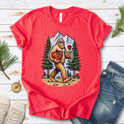 Bigfoot Valentine Retro Forest Love Adventure T-Shirt