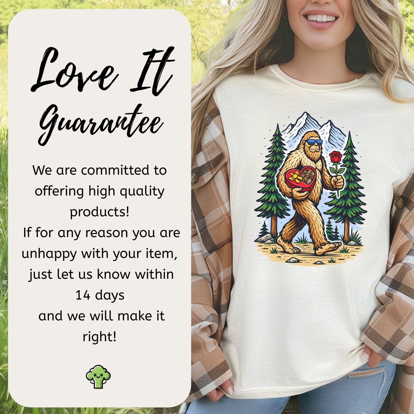 Bigfoot Valentine Retro Forest Love Adventure T-Shirt