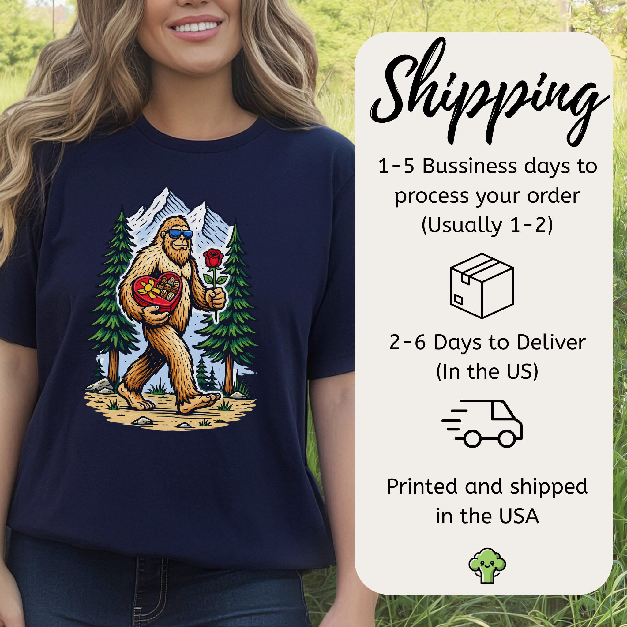 Bigfoot Valentine Retro Forest Love Adventure T-Shirt