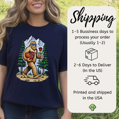 Bigfoot Valentine Retro Forest Love Adventure T-Shirt