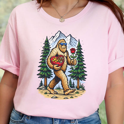 Bigfoot Valentine Retro Forest Love Adventure T-Shirt