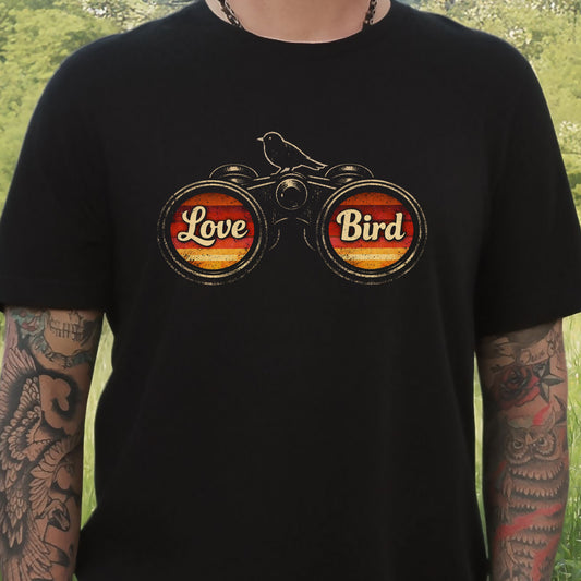 Love Bird Retro Binoculars Vintage Sunset T-Shirt