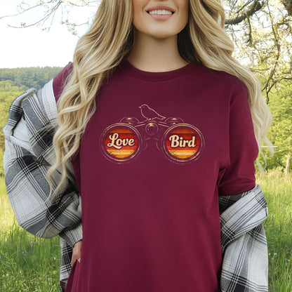 Love Bird Retro Binoculars Vintage Sunset T-Shirt