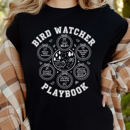 Bird Watcher Playbook T-Shirt – Funny Birding Nature Humor Tee
