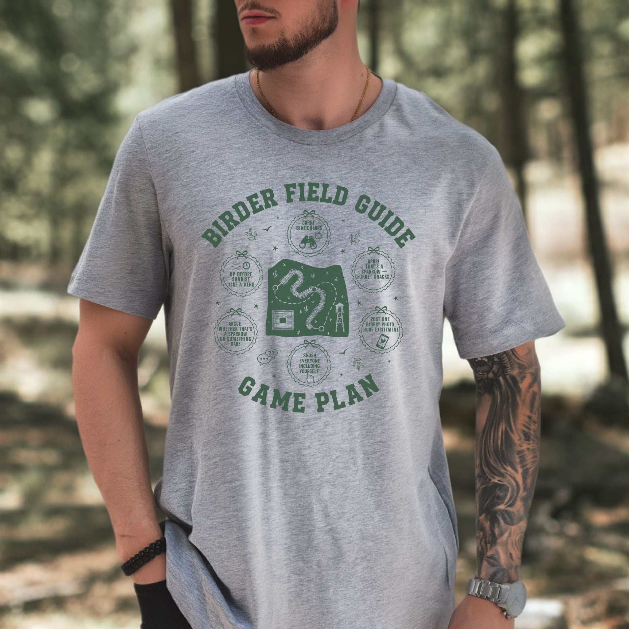 Birder Field Guide Game Plan T-Shirt – Funny Birding Adventure Tee