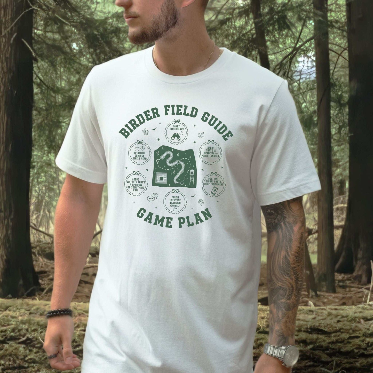 Birder Field Guide Game Plan T-Shirt – Funny Birding Adventure Tee