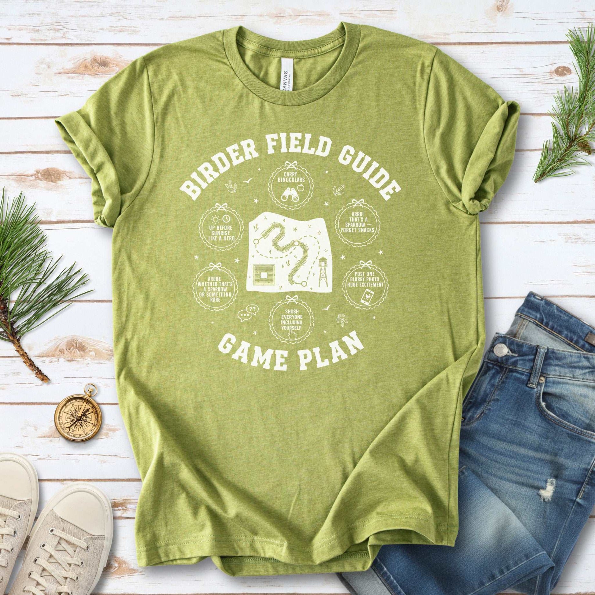 Birder Field Guide Game Plan T-Shirt – Funny Birding Adventure Tee