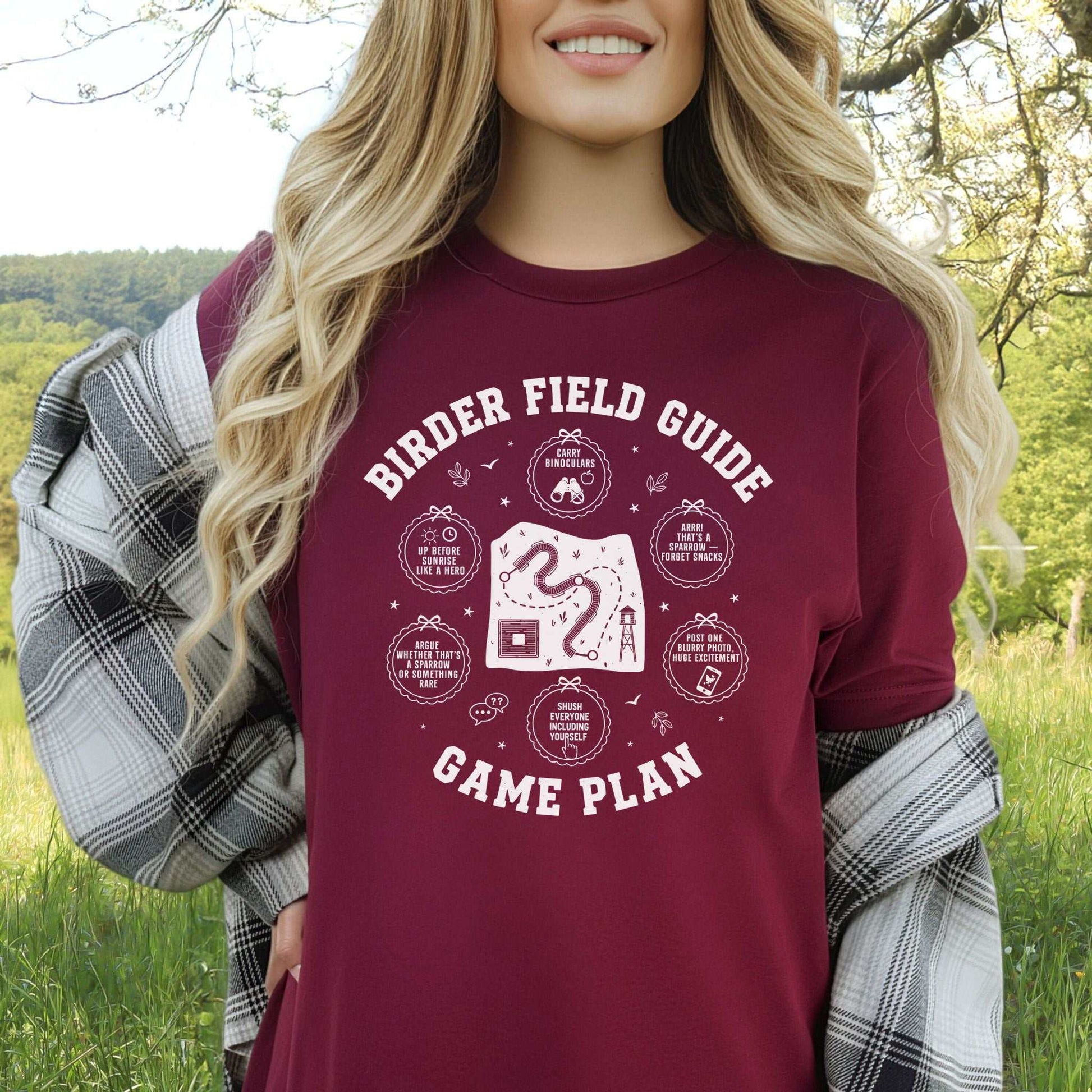 Birder Field Guide Game Plan T-Shirt – Funny Birding Adventure Tee