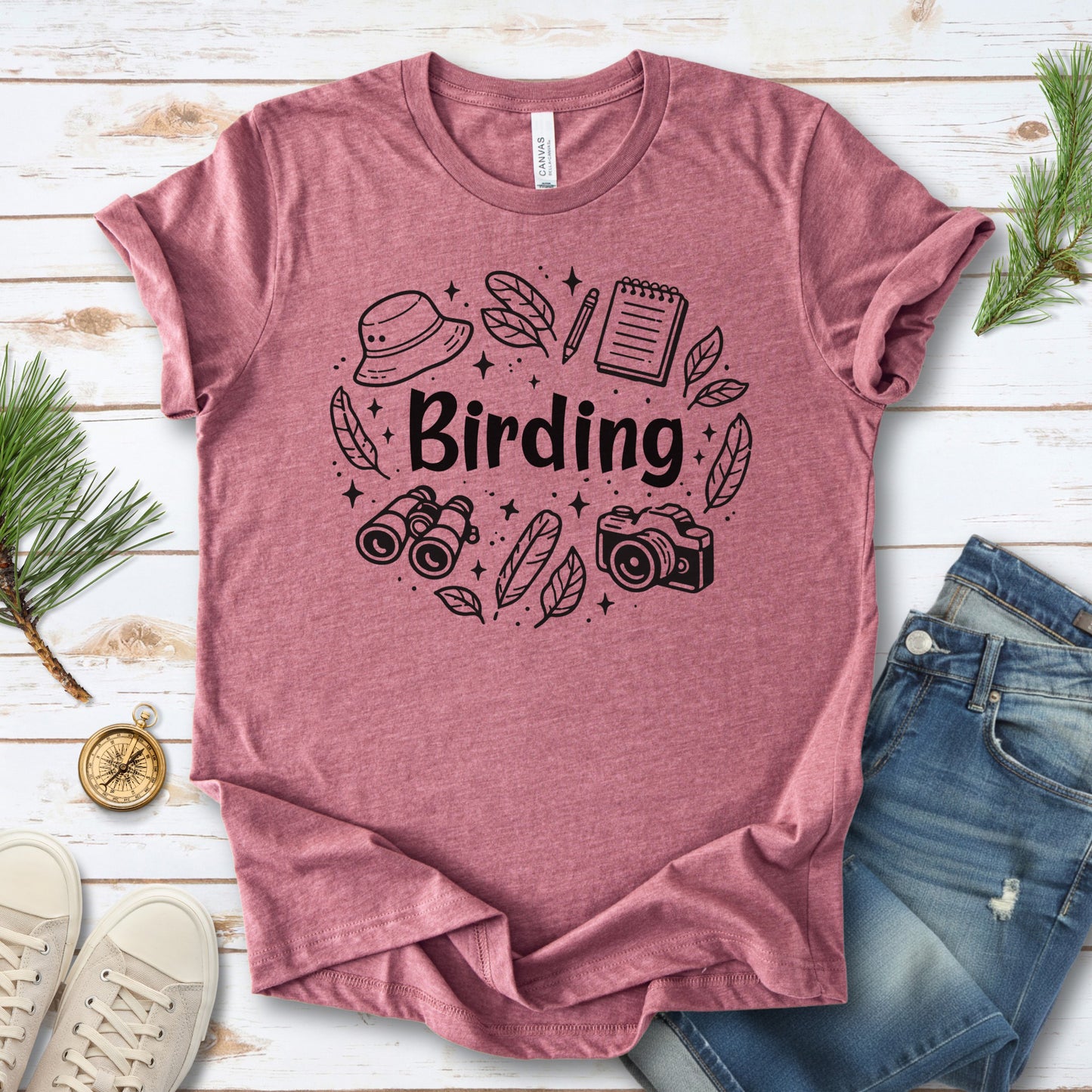 Birding Essentials Doodle Nature Lover T-Shirt