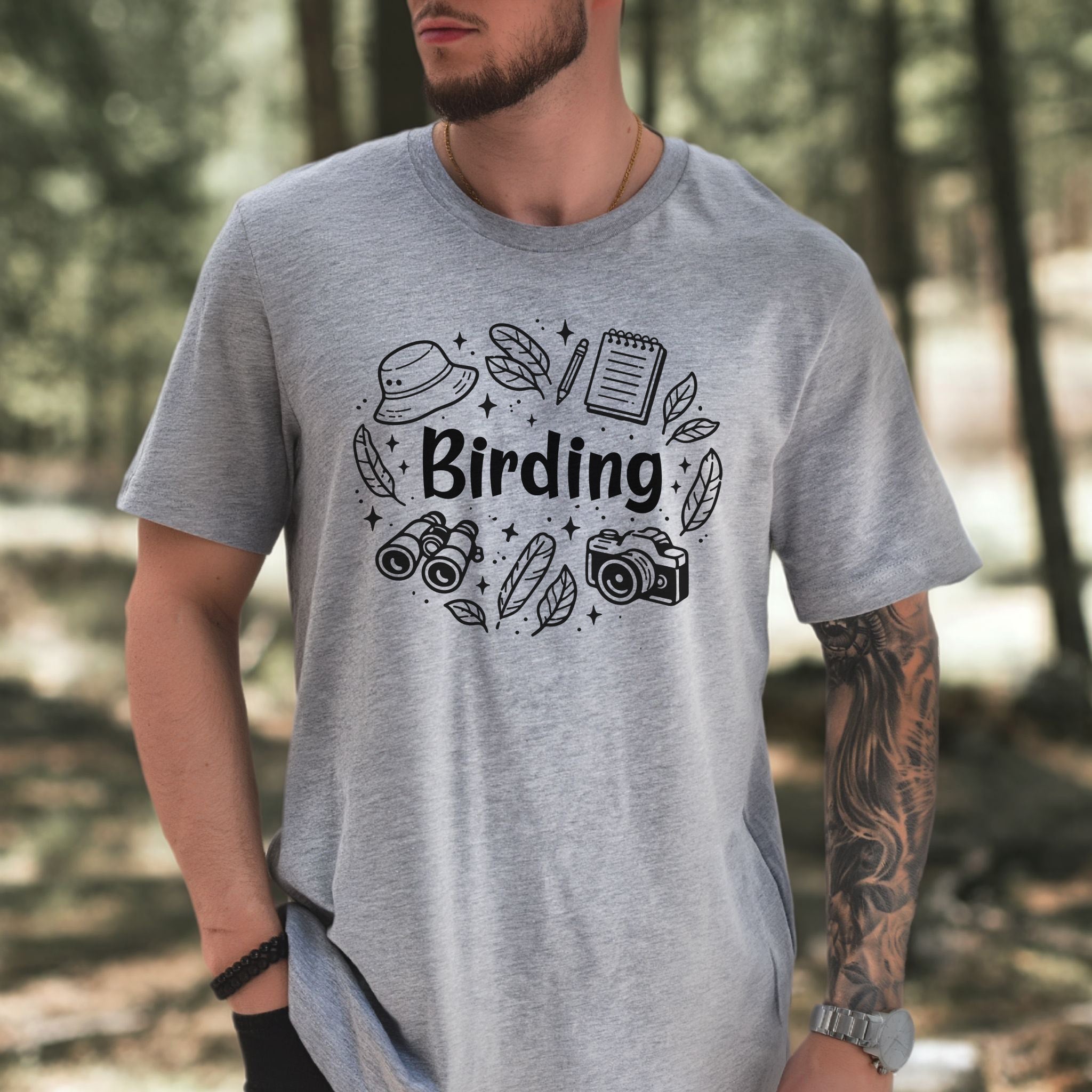 Birding Essentials Doodle Nature Lover T-Shirt