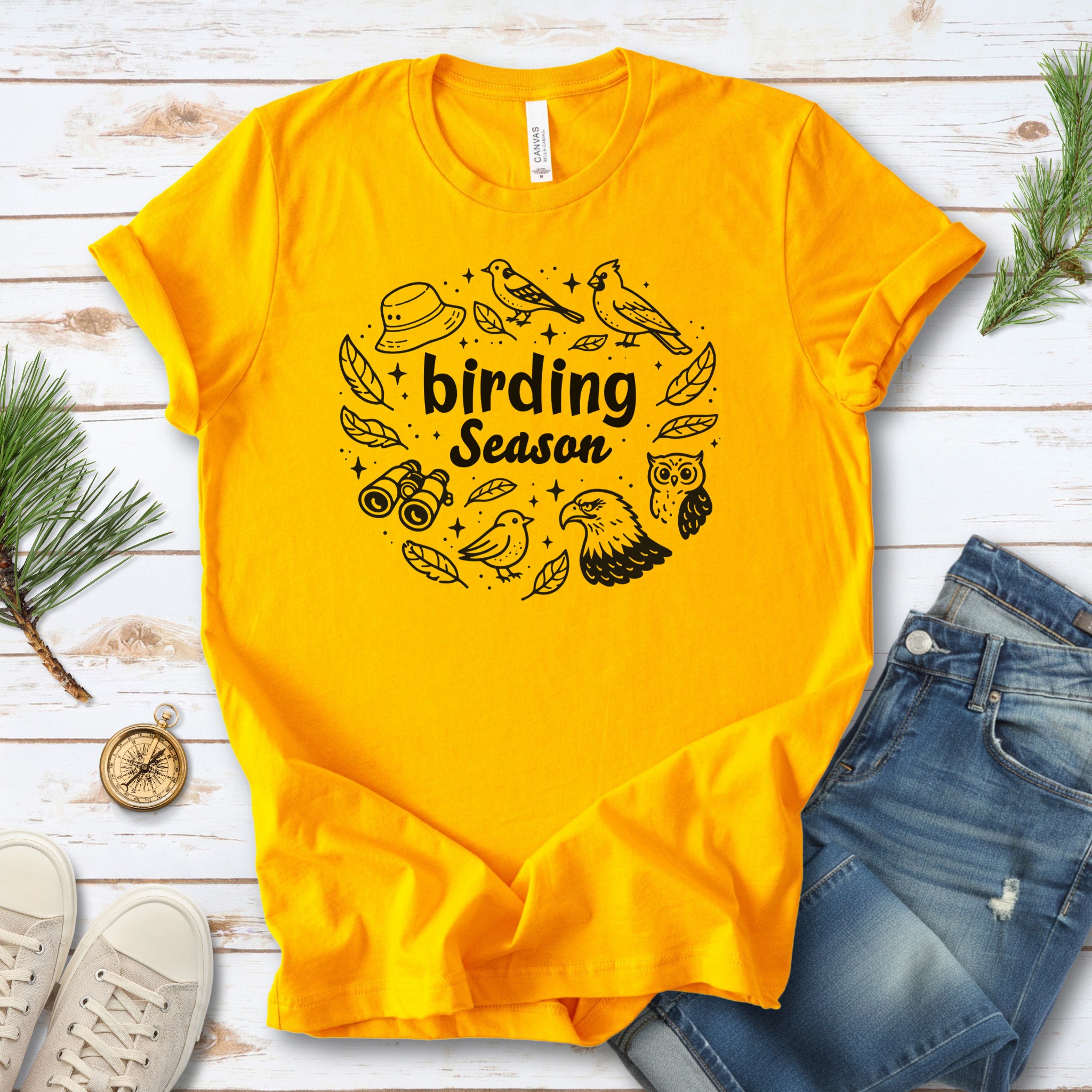 Birding Season Cute Birdwatcher Doodle T-Shirt