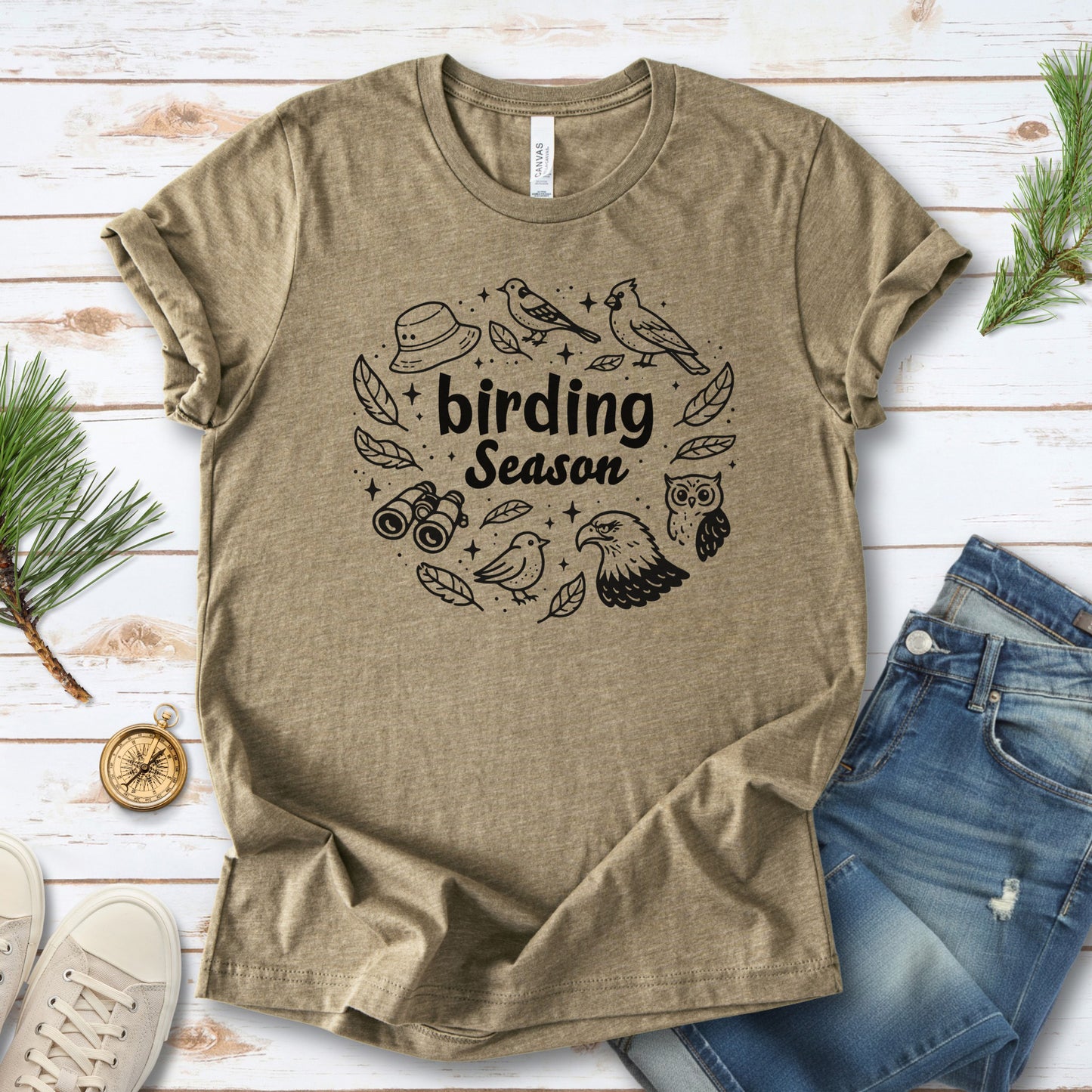Birding Season Cute Birdwatcher Doodle T-Shirt