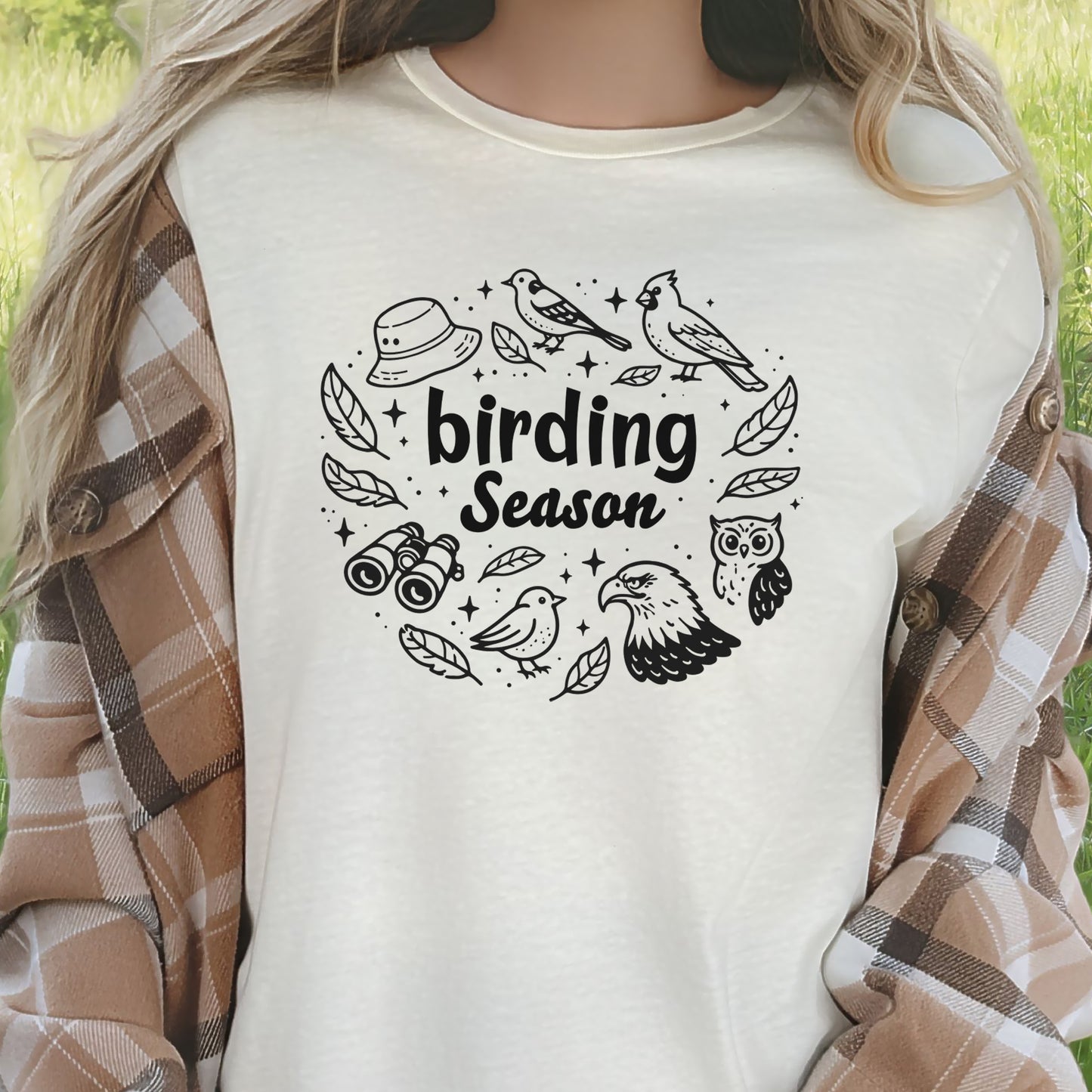 Birding Season Cute Birdwatcher Doodle T-Shirt