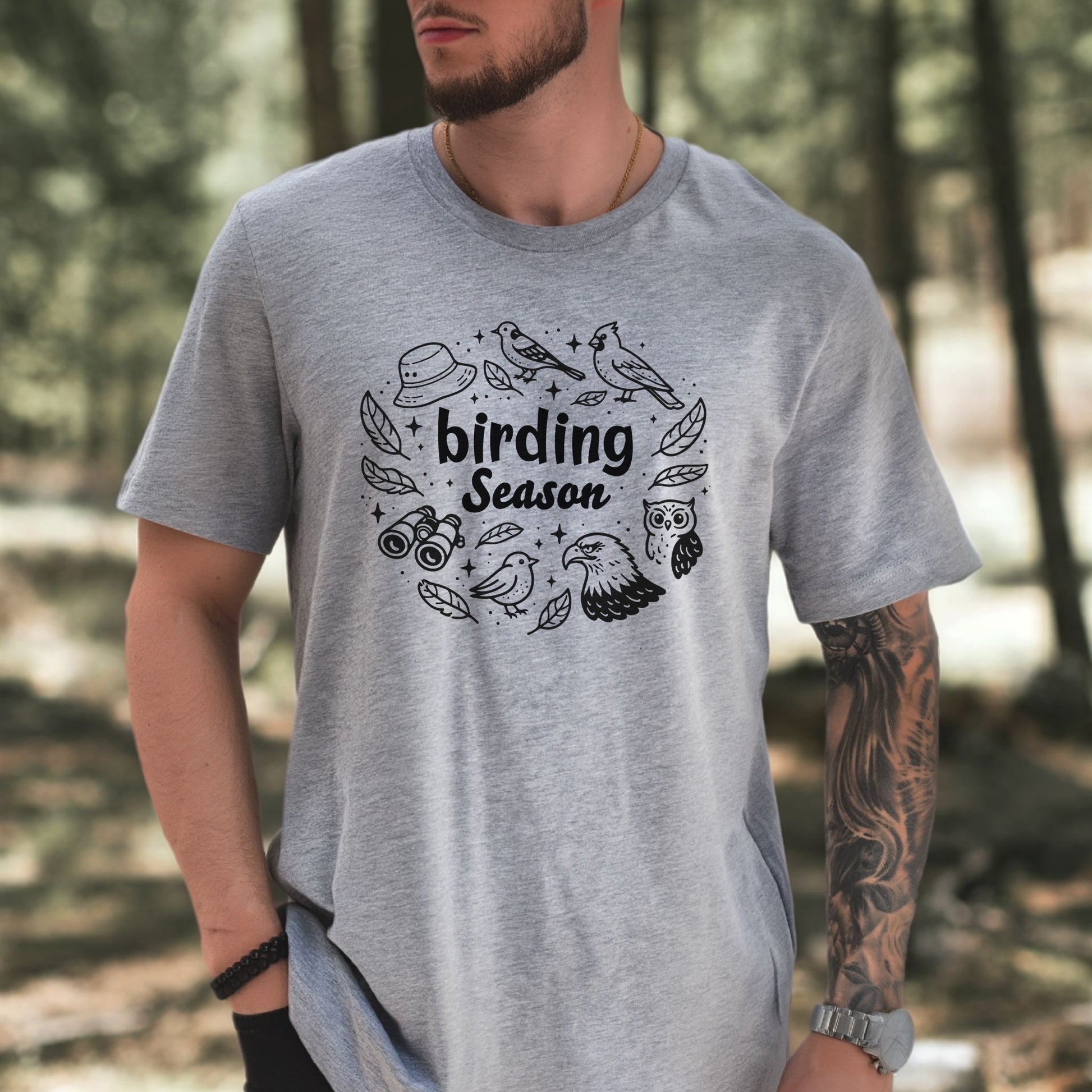Birding Season Cute Birdwatcher Doodle T-Shirt