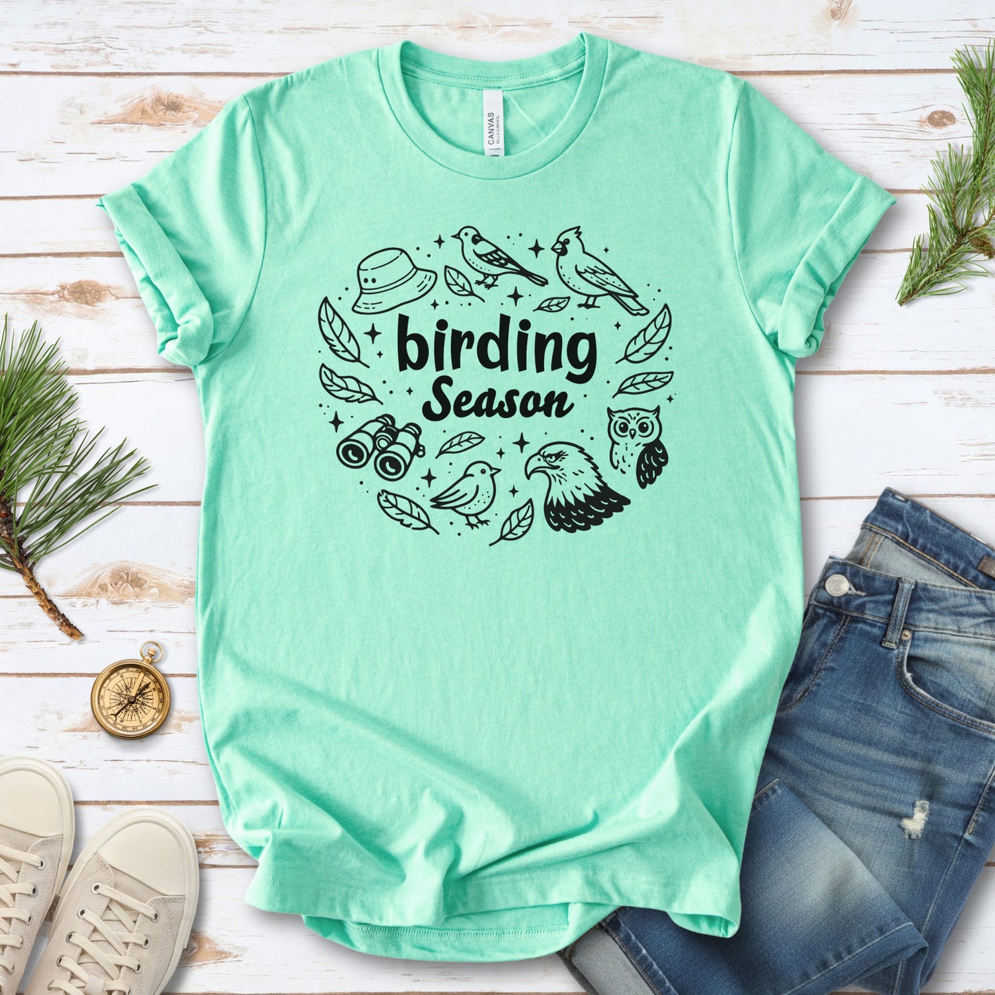 Birding Season Cute Birdwatcher Doodle T-Shirt