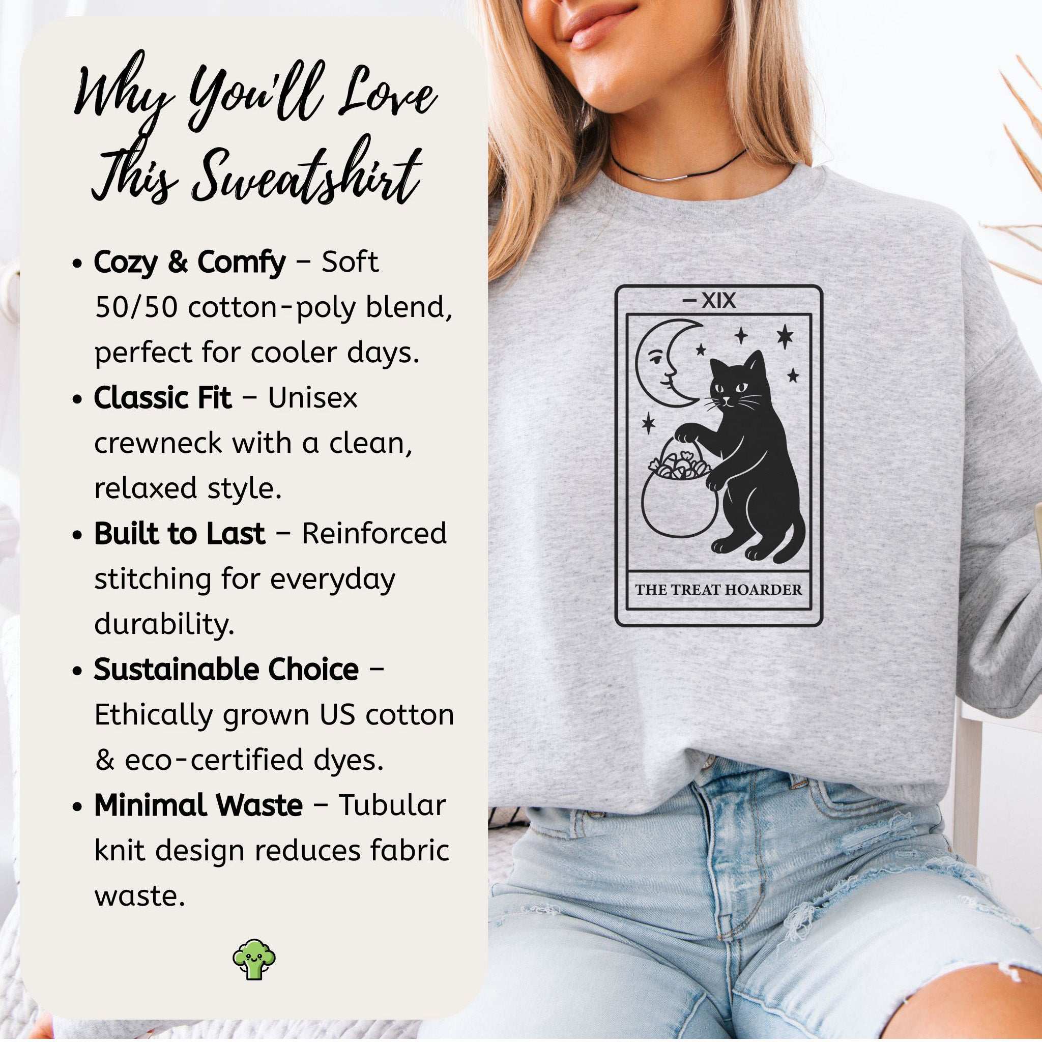 The Treat Hoarder Sweatshirt – Black Cat Tarot Card Halloween Magic