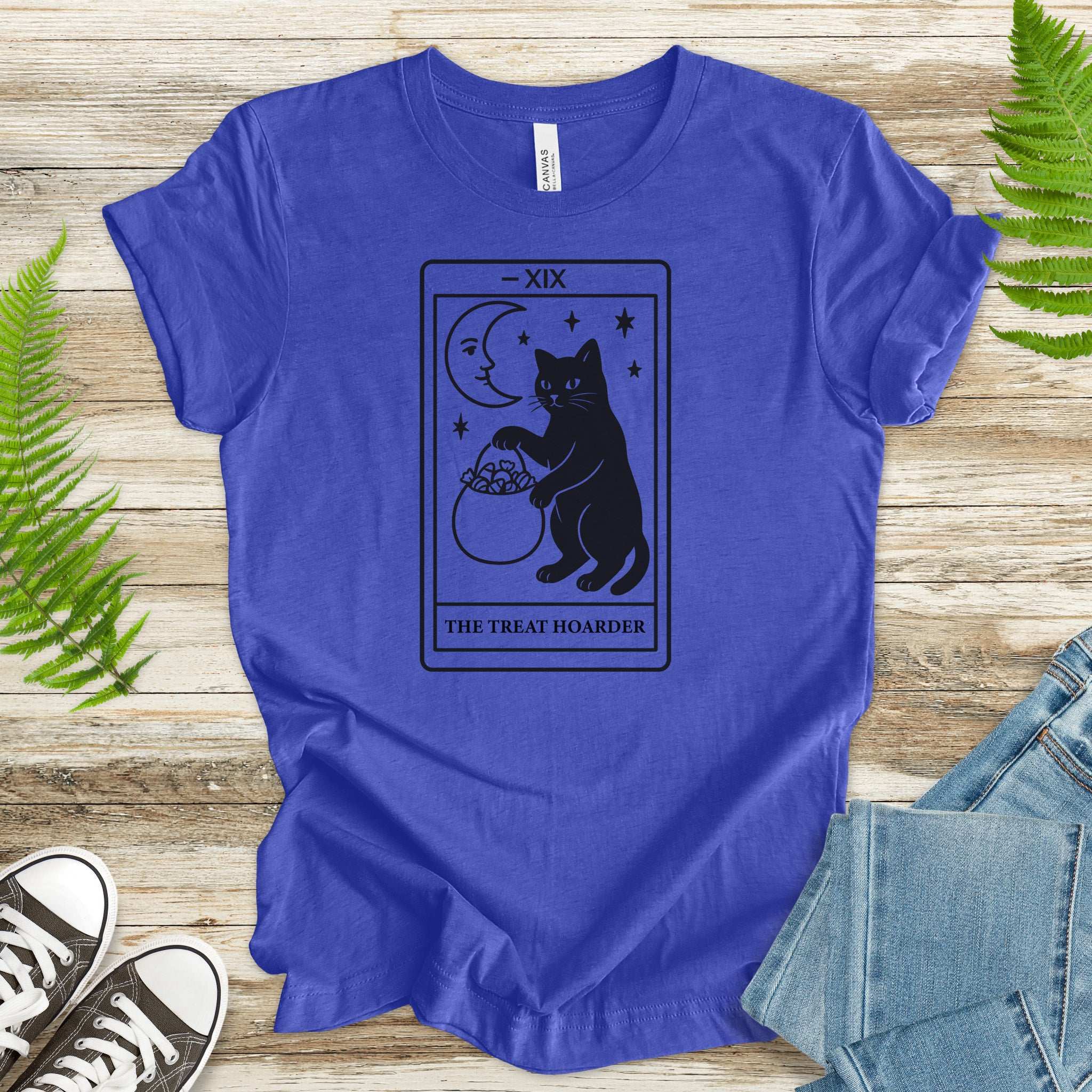 The Treat Hoarder T-Shirt – Black Cat Tarot Card Halloween Magic