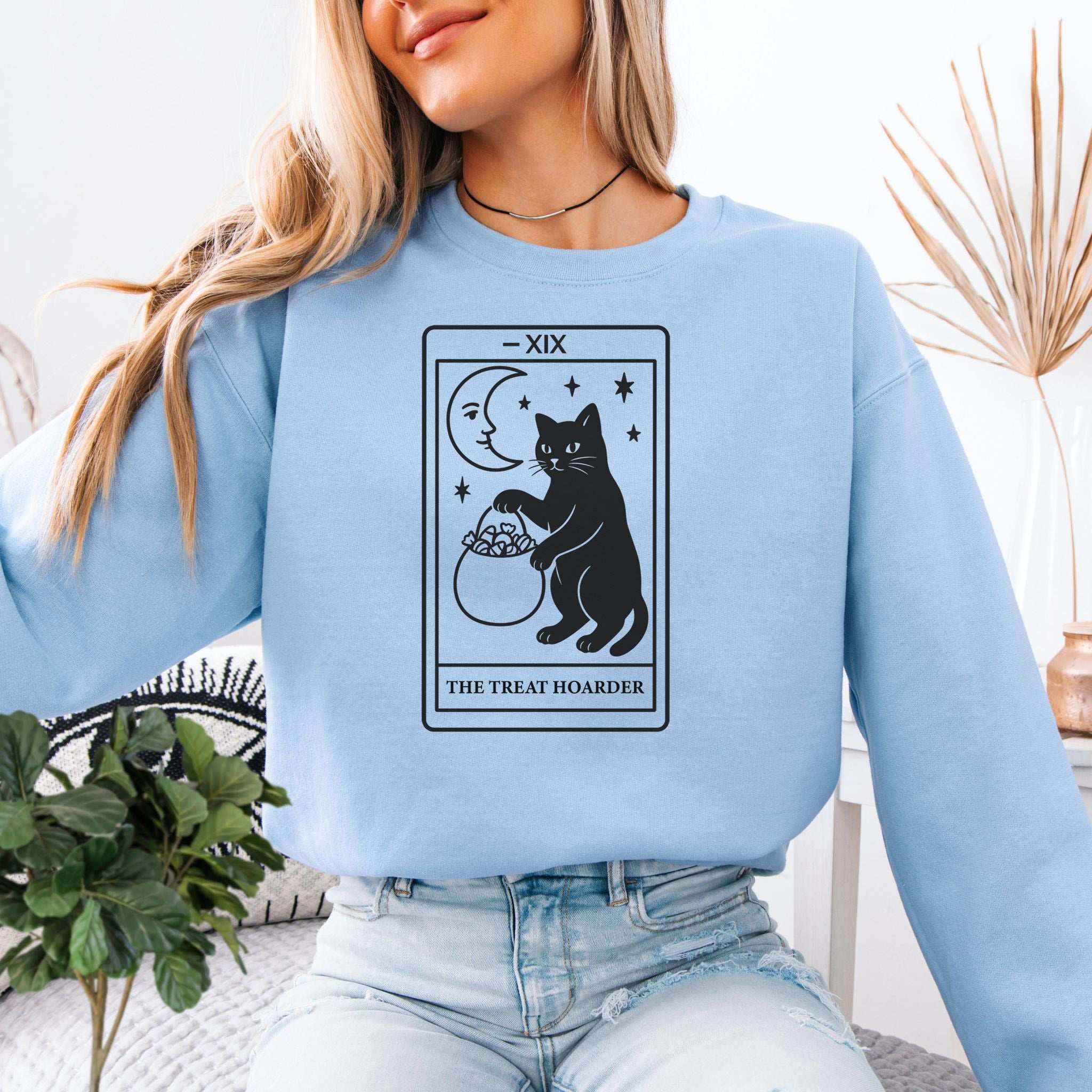 The Treat Hoarder Sweatshirt – Black Cat Tarot Card Halloween Magic