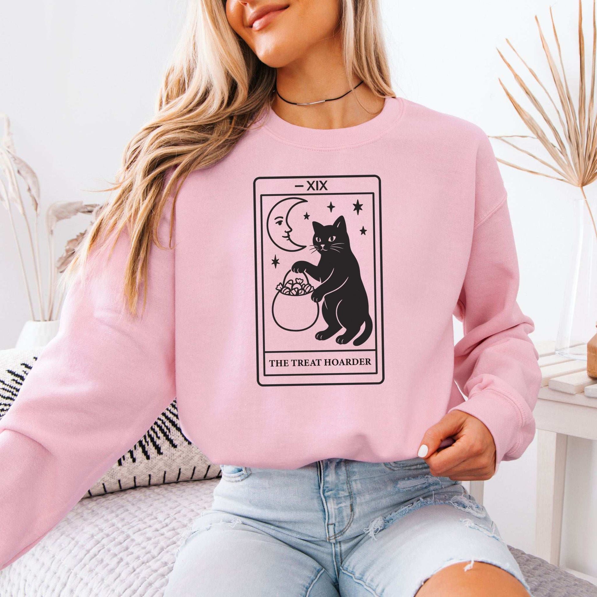 The Treat Hoarder Sweatshirt – Black Cat Tarot Card Halloween Magic