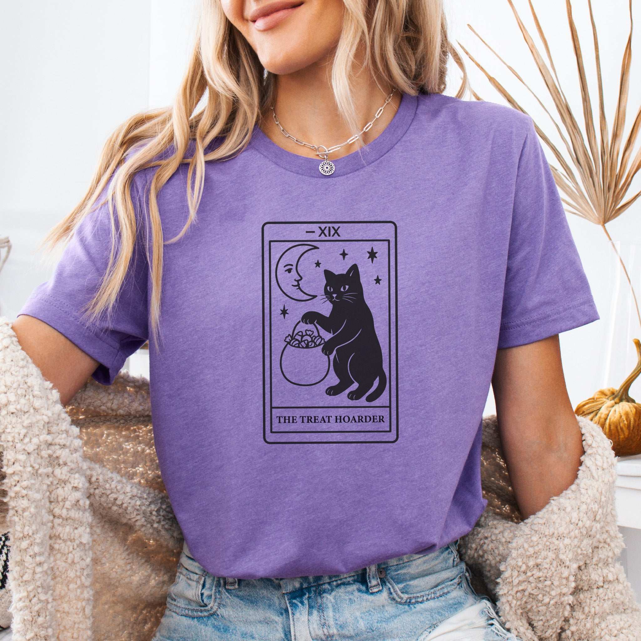 The Treat Hoarder T-Shirt – Black Cat Tarot Card Halloween Magic