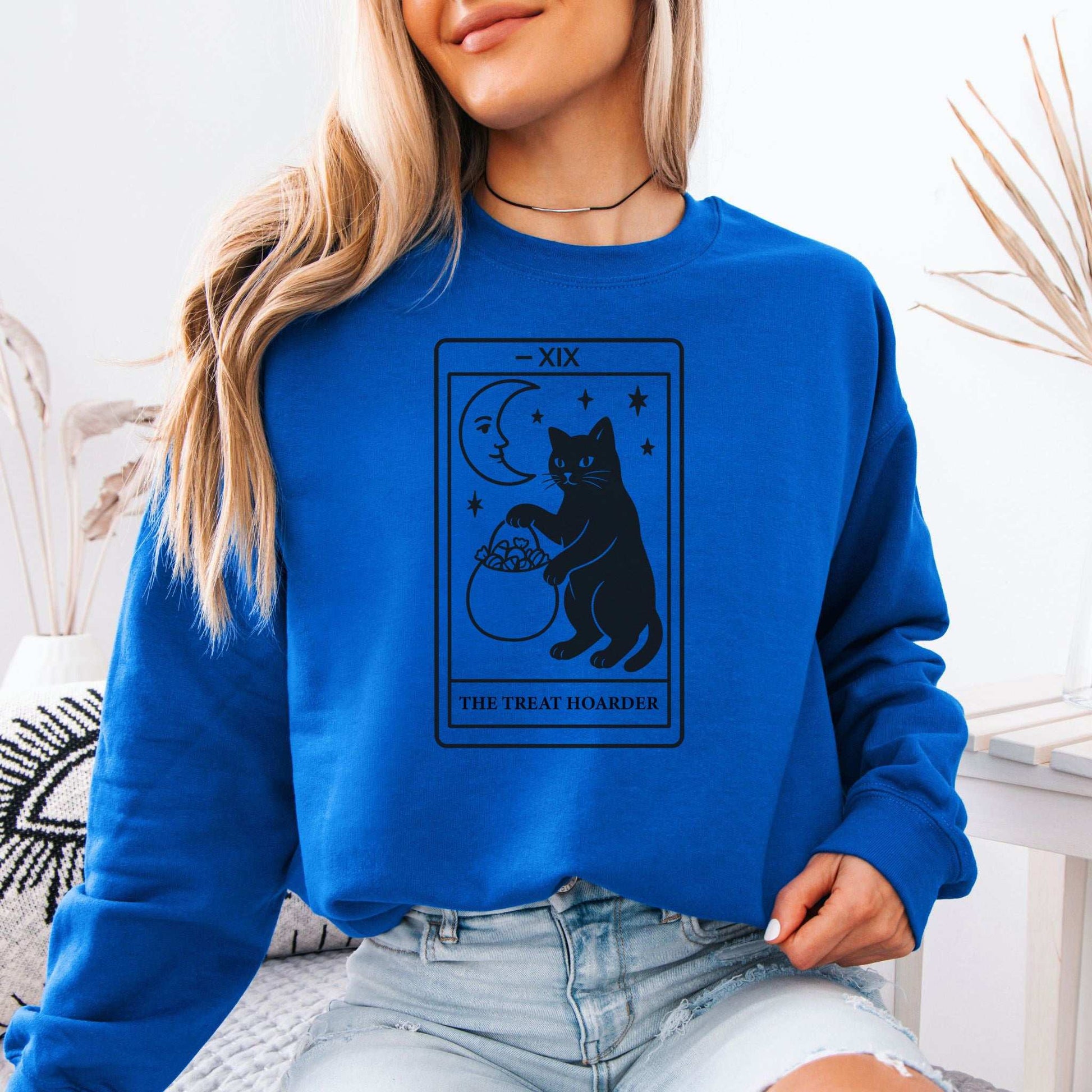 The Treat Hoarder Sweatshirt – Black Cat Tarot Card Halloween Magic