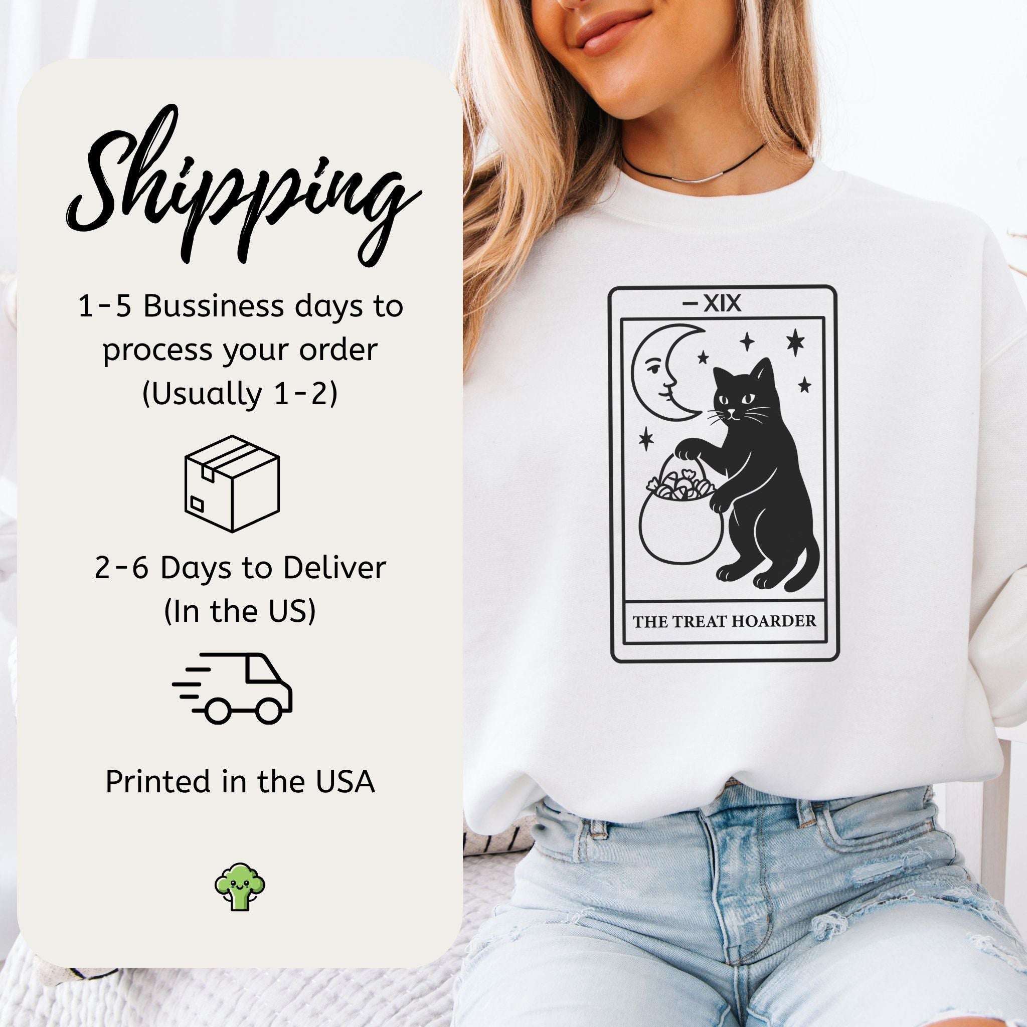 The Treat Hoarder Sweatshirt – Black Cat Tarot Card Halloween Magic