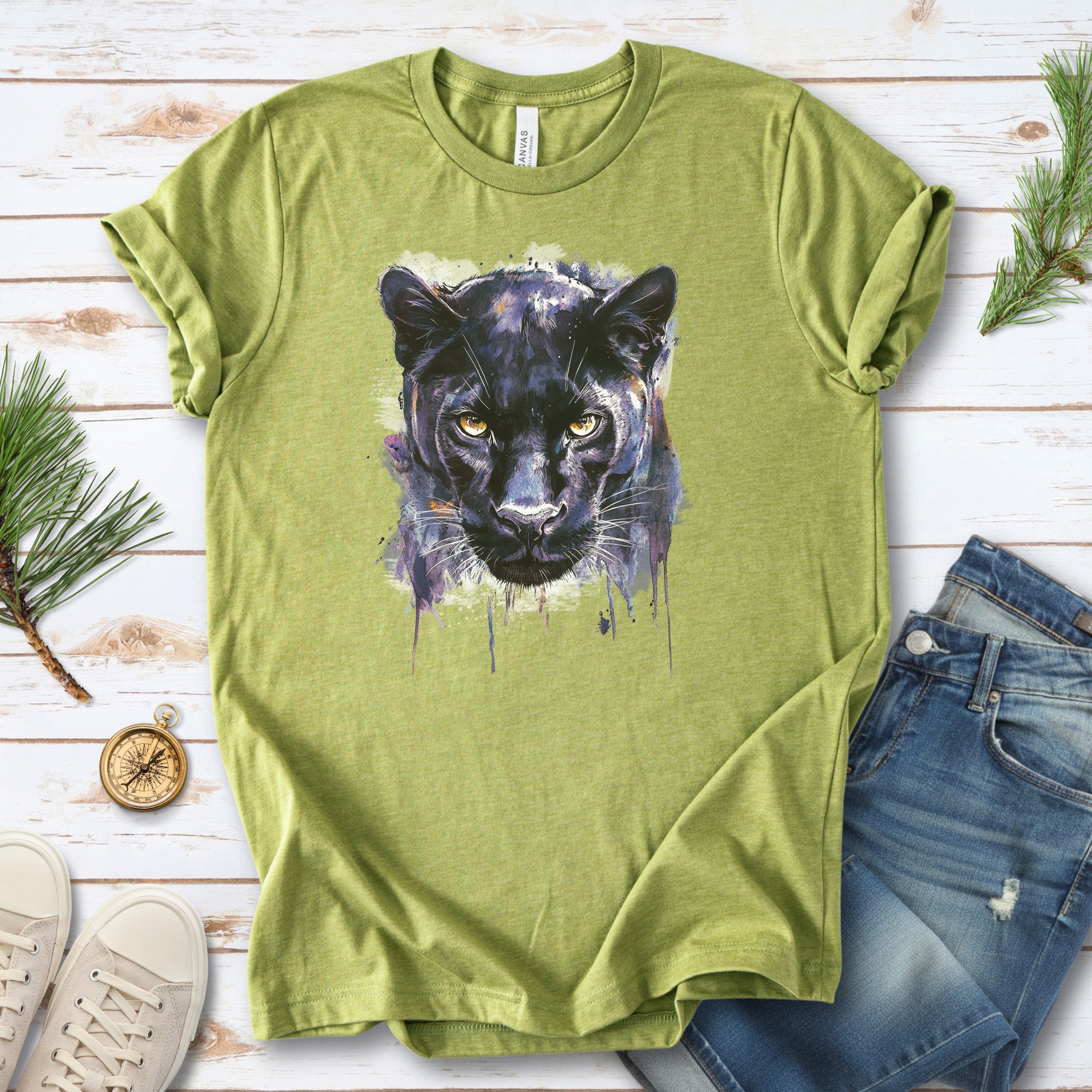 Watercolor Black Panther T-Shirt – Majestic Jungle Spirit Animal Tee