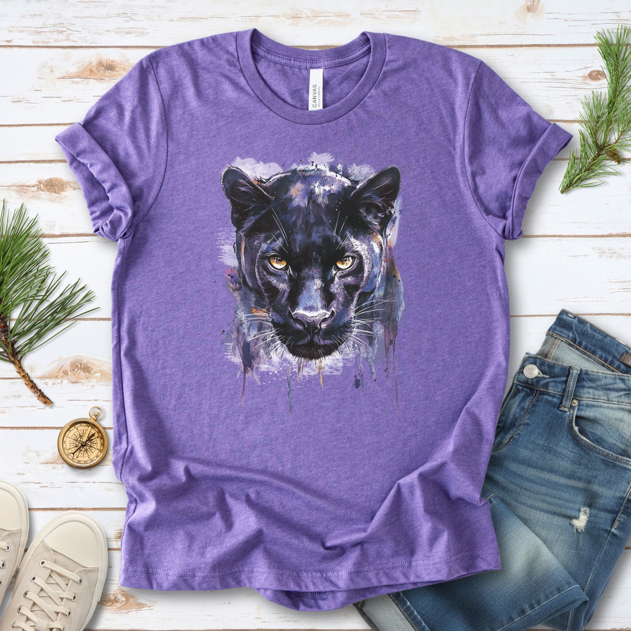Watercolor Black Panther T-Shirt – Majestic Jungle Spirit Animal Tee