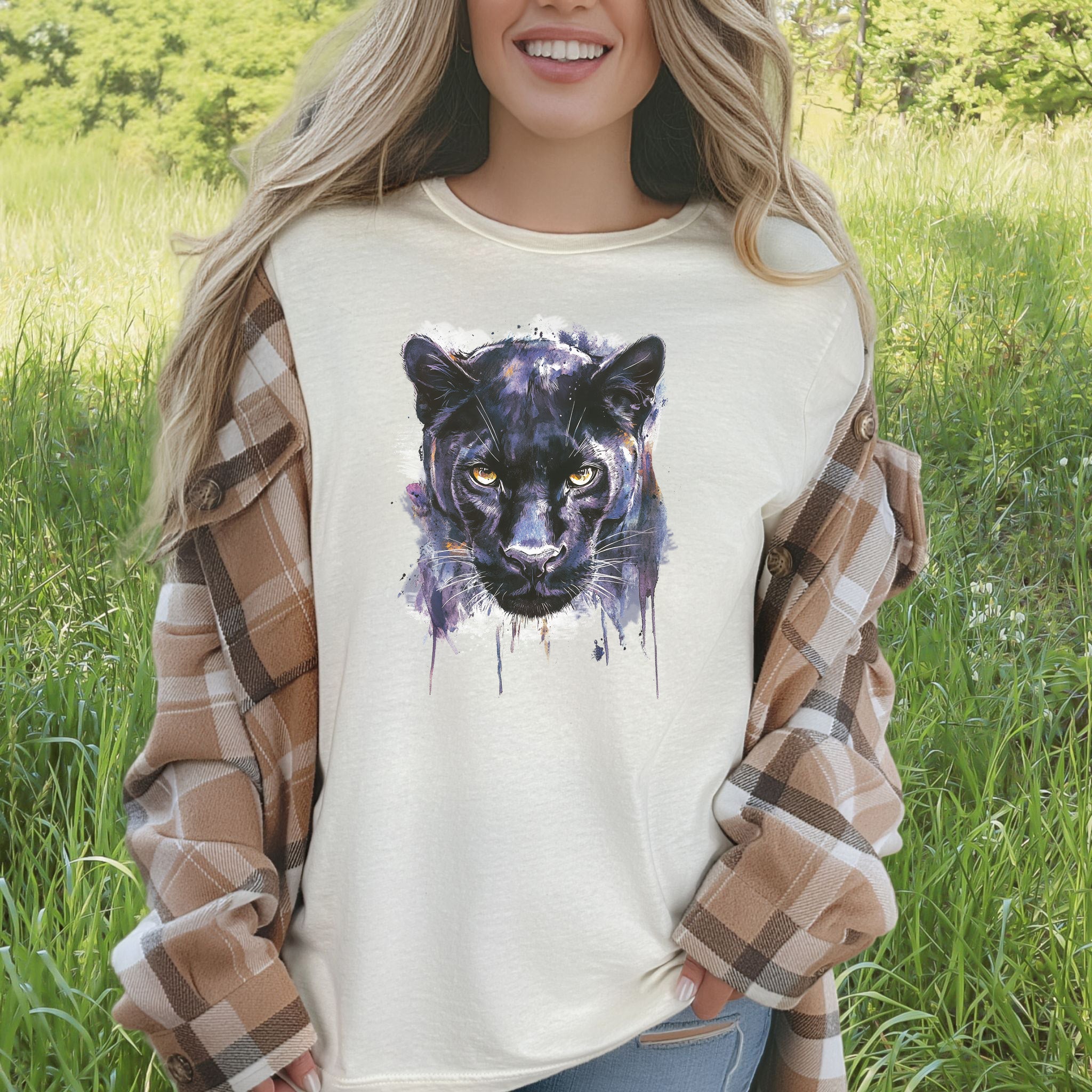 Watercolor Black Panther T-Shirt – Majestic Jungle Spirit Animal Tee