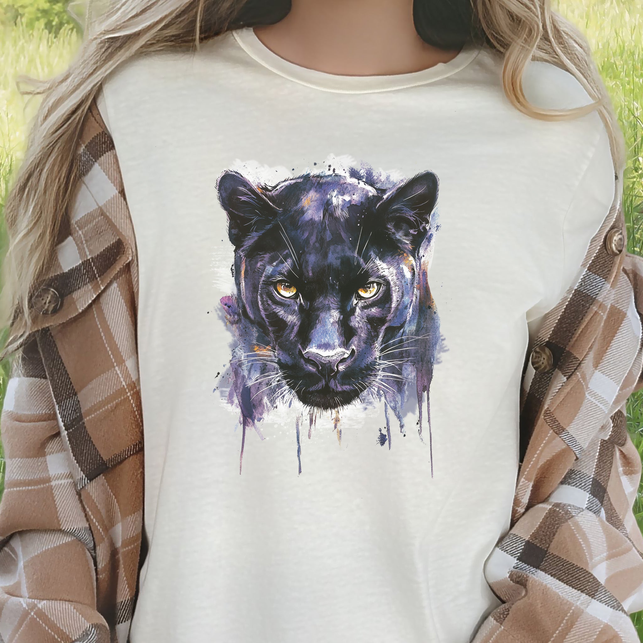 Watercolor Black Panther T-Shirt – Majestic Jungle Spirit Animal Tee