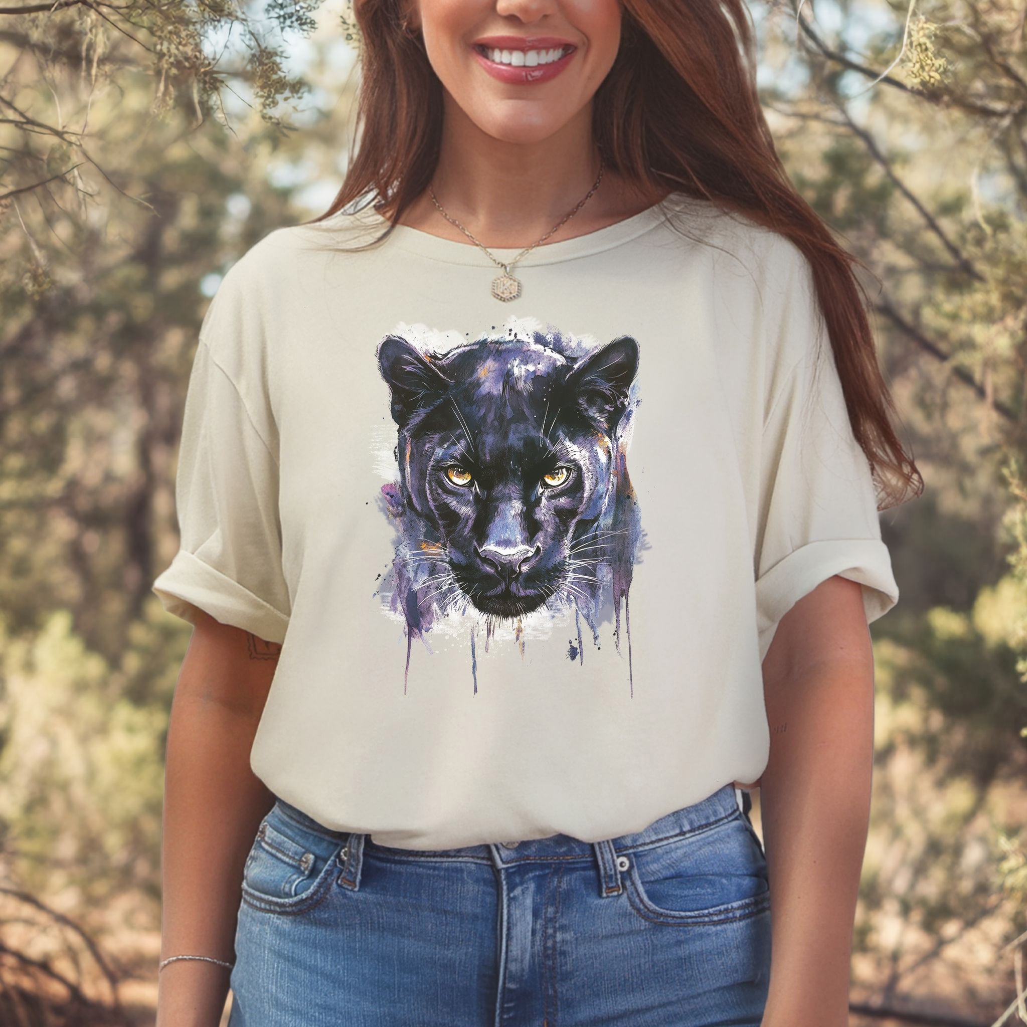 Watercolor Black Panther T-Shirt – Majestic Jungle Spirit Animal Tee