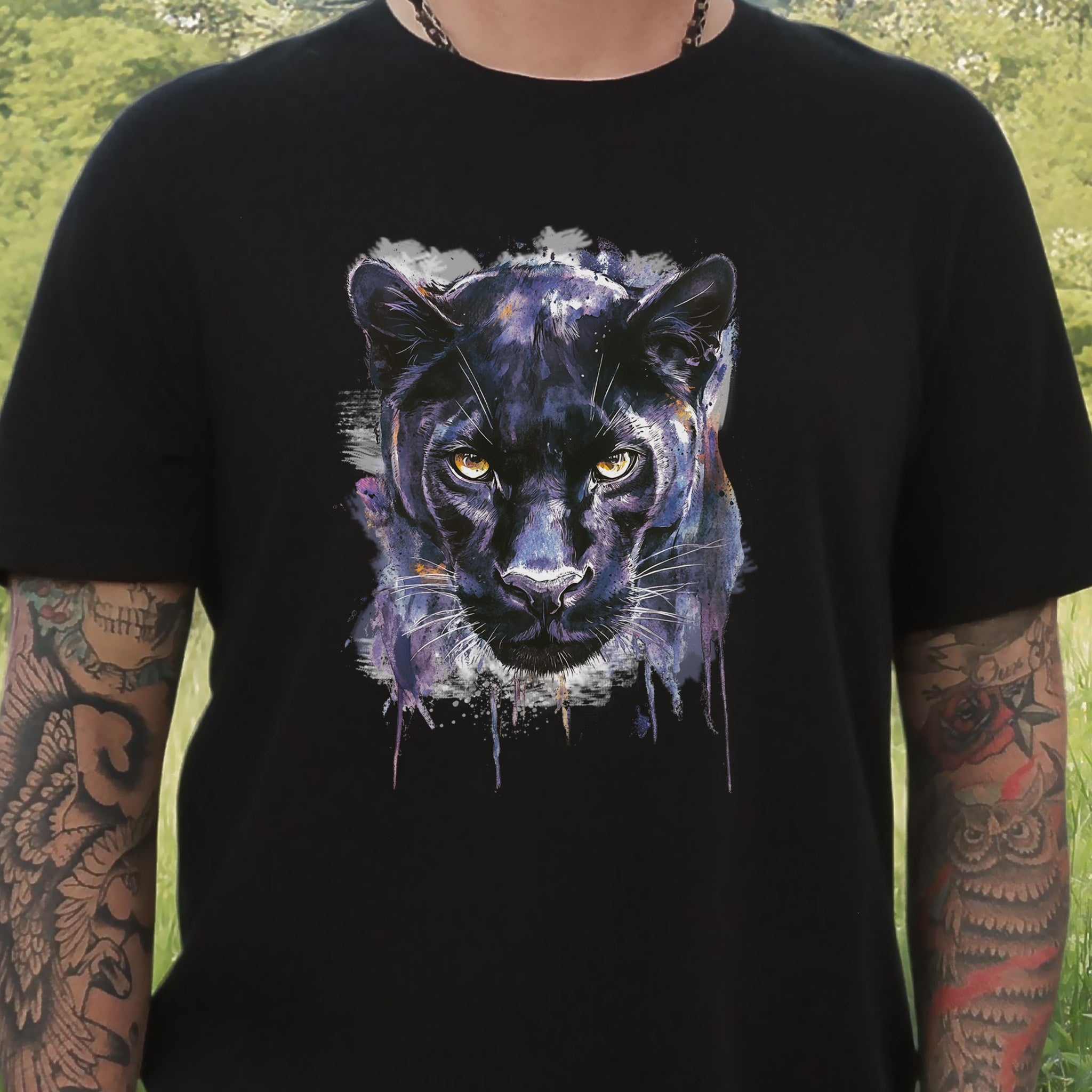 Watercolor Black Panther T-Shirt – Majestic Jungle Spirit Animal Tee