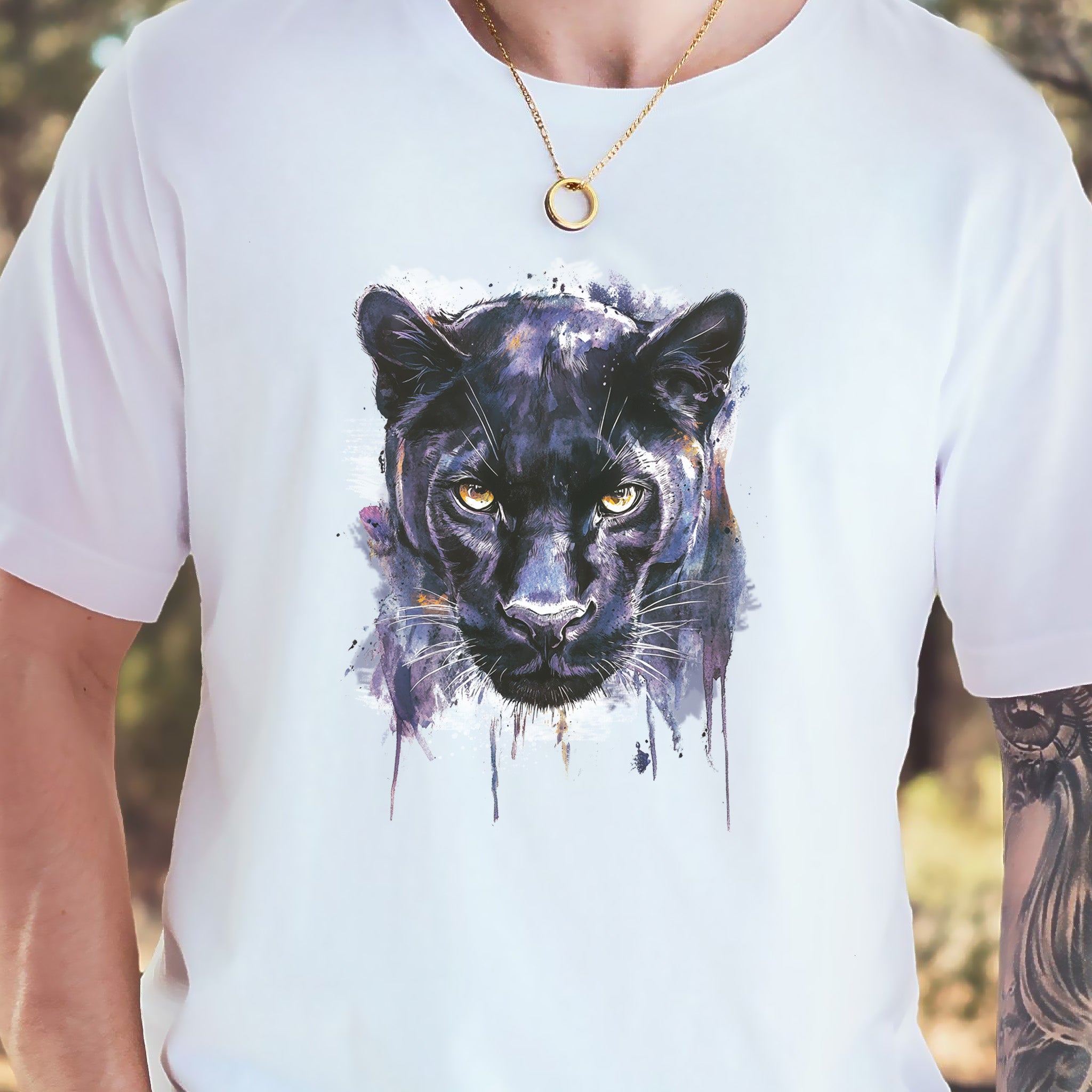 Watercolor Black Panther T-Shirt – Majestic Jungle Spirit Animal Tee