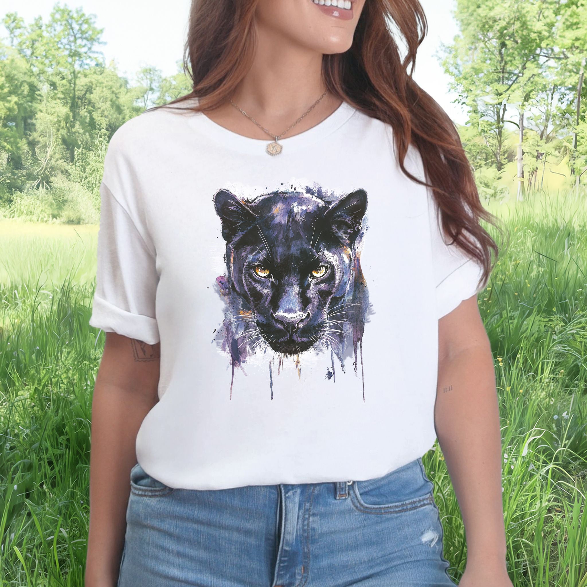 Watercolor Black Panther T-Shirt – Majestic Jungle Spirit Animal Tee